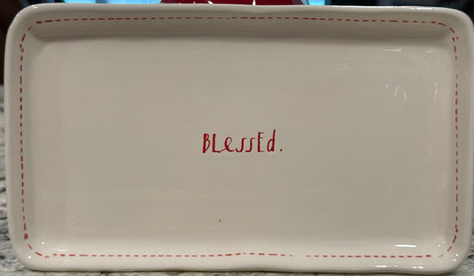 New white ceramic Rae Dunn  decor tray 10x5 BLESSED