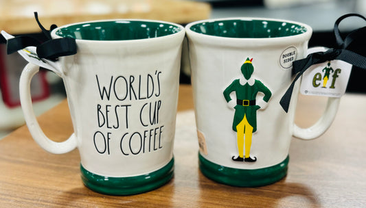 New Rae Dunn x Elf Movie ceramic coffee mug WORLD’S BEST CUP OF COFFEE