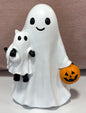 New resin ghost and cat pumpkin Halloween decor 7x5