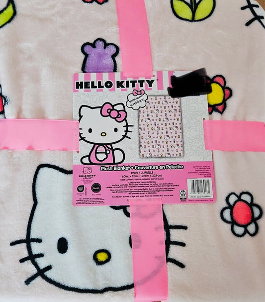 New Easter/Spring Hello Kitty blanket bedding 60x90 TWIN tulip 🌷 print