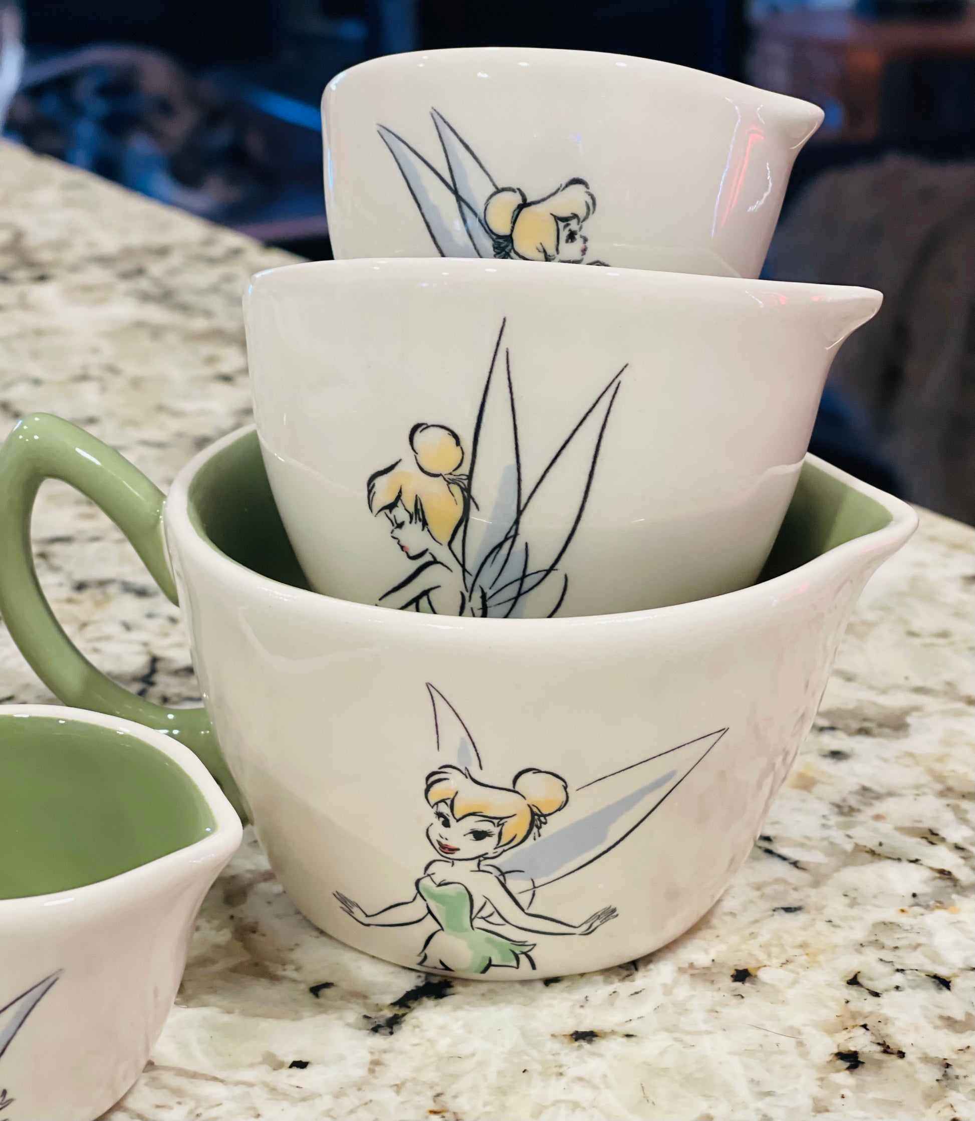 Rae Dunn Disney Green Tinkerbell Measuring Cups.New! Rare 2023