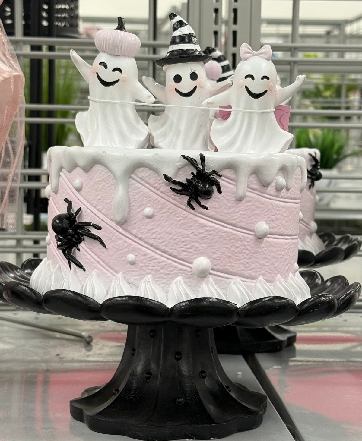 New pink and black resin Halloween faux ghost cake decor