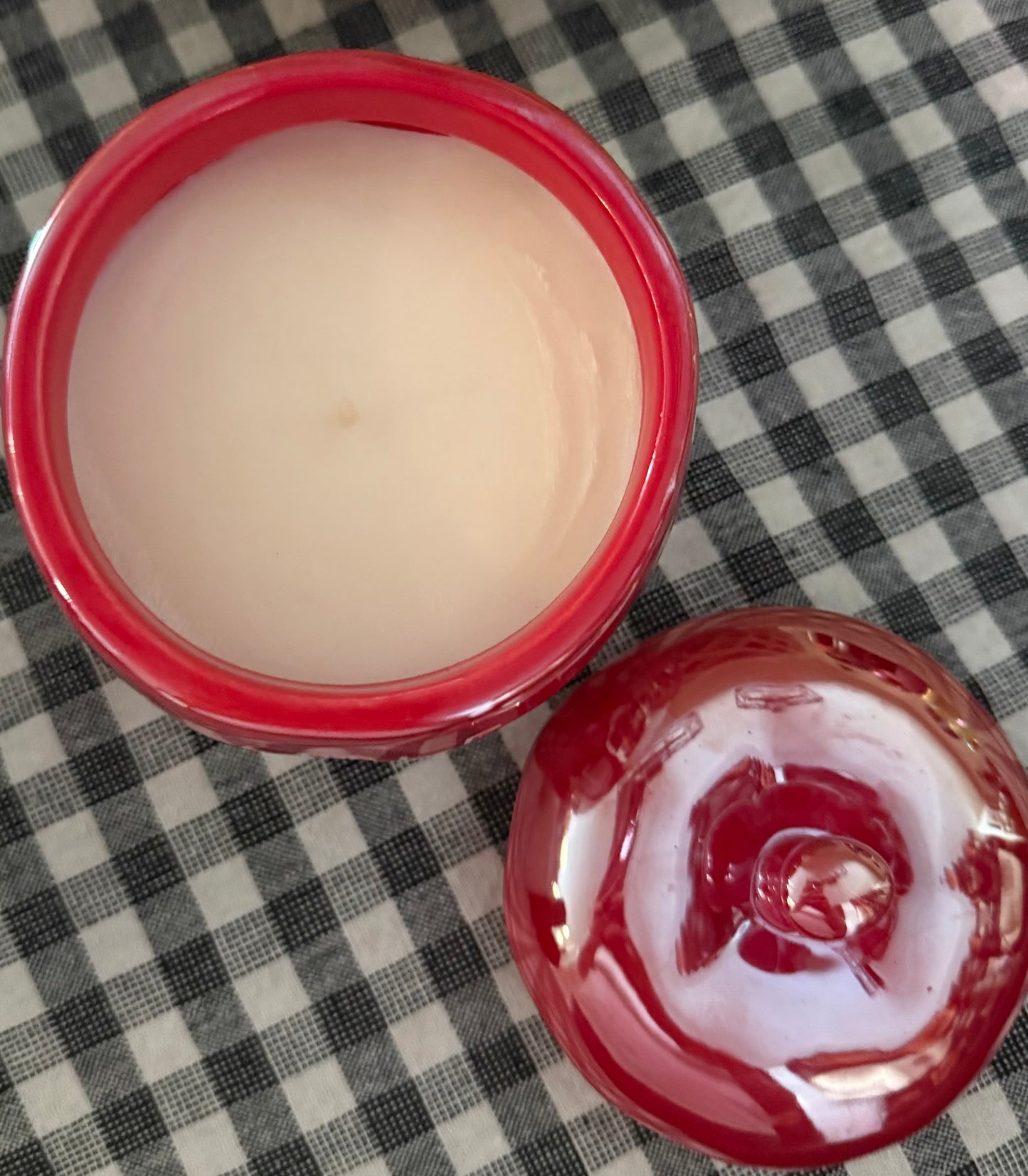 New Rae Dunn red iridescent ceramic apple decor candle decor Candly APPLE