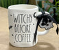 New Rae Dunn white ceramic Halloween coffee mug WITCHY BEFORE COFFEE