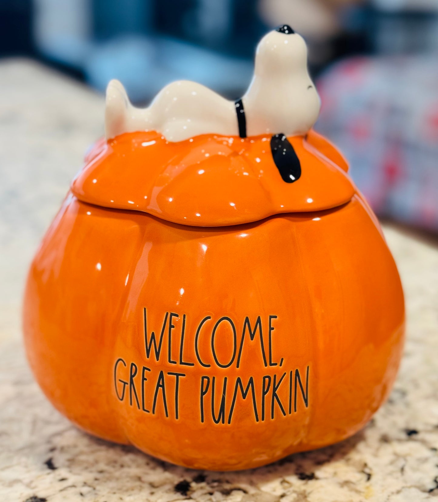 New Rae Dunn x Peanuts Snoopy pumpkin treat holder WELCOME GREAT PUMPKIN 🎃