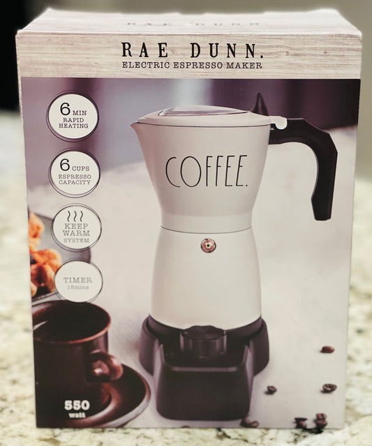 New Rae Dunn white Electric Espresso maker 6-cup capacity
