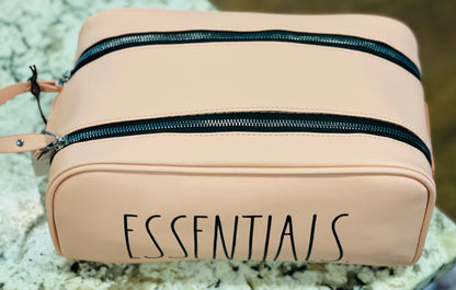 New Rae Dunn Salmon ESSENTIALS make up bag/pouch carry on case