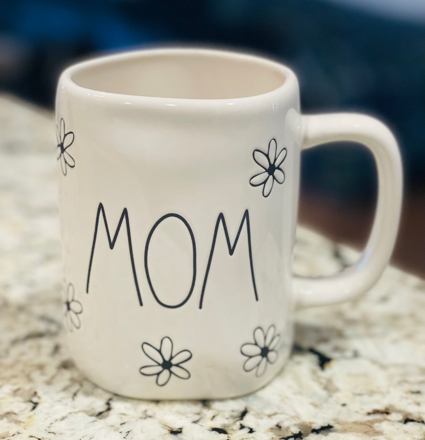 New Rae Dunn white floral ceramic coffee mug MOM