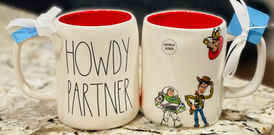 New Rae Dunn x Pixar’s Toy Story ceramic coffee mug HOWDY PARTNER