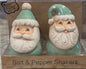 New Joanna Parker aqua pastel Mr. & Mr. Santa Claus salt & pepper set Christmas decor
