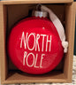 New Rae Dunn red ceramic Christmas ornament NORTH POLE 5”