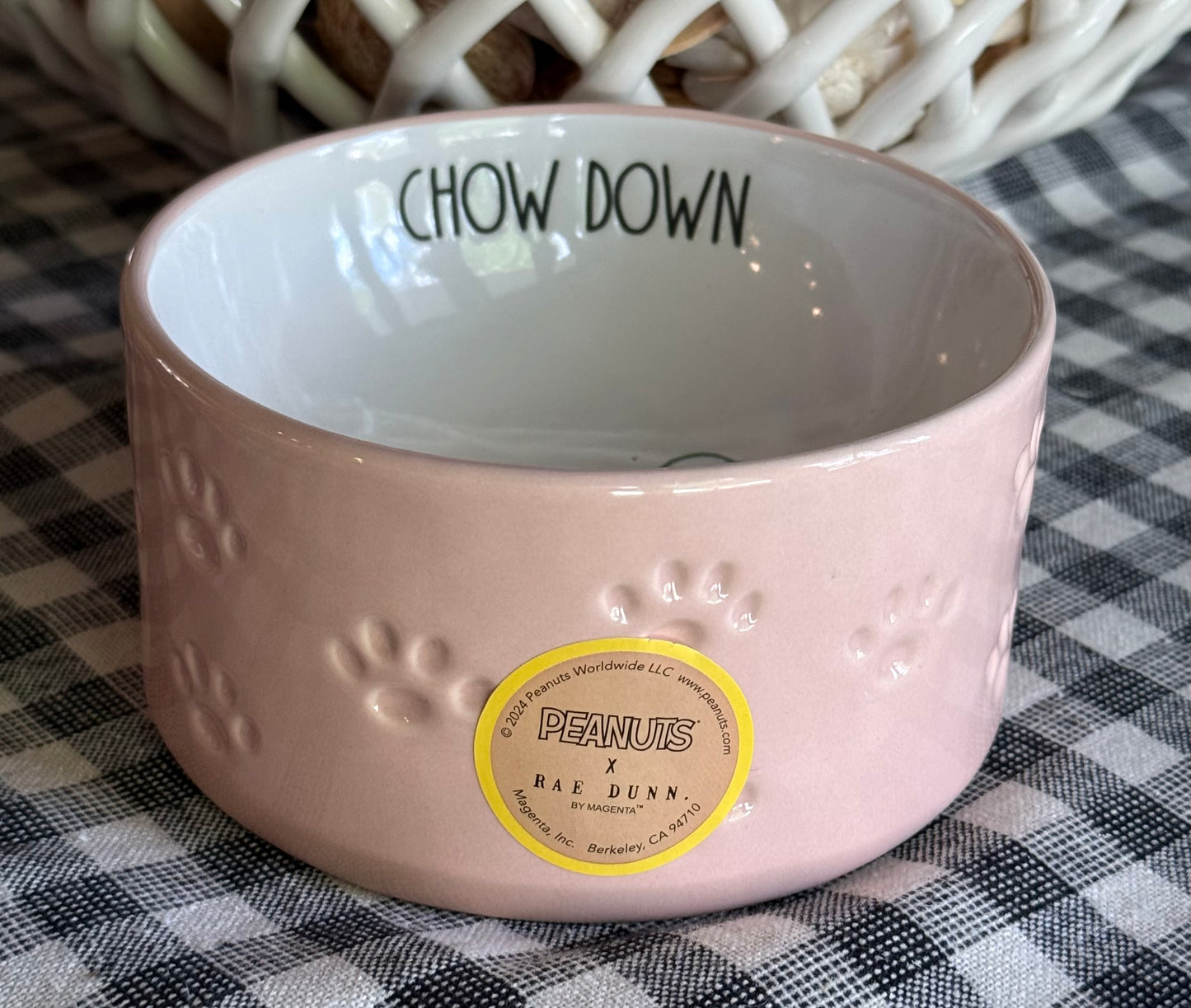 New Rae Dunn x Peanuts Snoopy ceramic 4” bowl CHOW DOWN