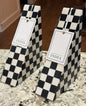 New 2-piece black & white checkered book end set 7x5”