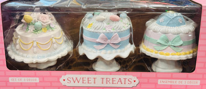 New Sweet Treats 3-piece 4” resin faux cake decor coquette decor