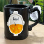 New Rae Dunn black  ceramic Halloween raised pumpkin coffee mug BOO!
