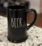 New Rae Dunn black ceramic stein mug BEER