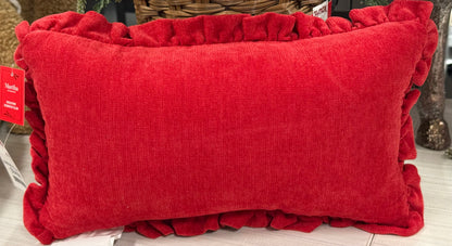 New red ruffled holiday hook throw pillow home decor 9x15 HAVE YOURSELF A MERRY LITTLE CHRISTMAS