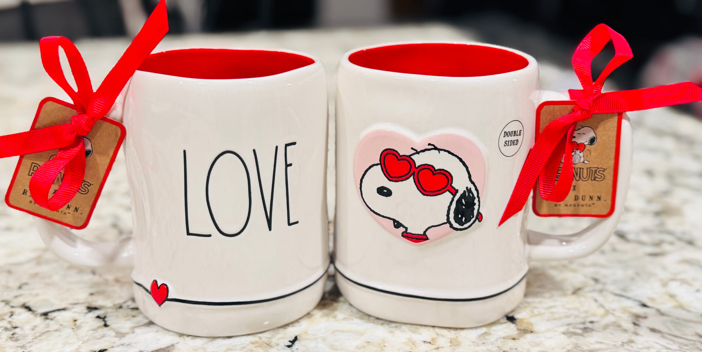 New Rae Dunn x Peanuts Snoopy ceramic coffee mug LOVE ❤️