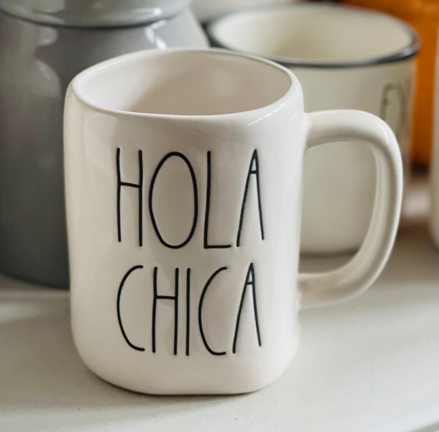 New Rae Dunn white ceramic coffee mug HOLA CHICA