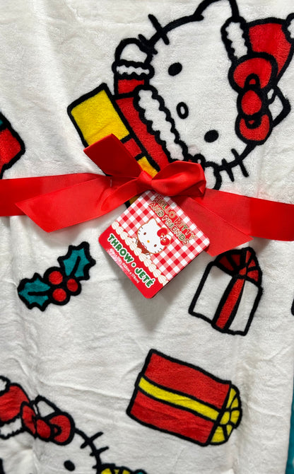 New Hello Kitty white Christmas present 🎁 throw blanket 60x70 oversized plush