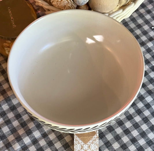 New Made in India 8” brown floral ceramic fruit bowl large 8x4.85”