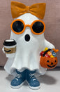 New orange bow and sunglasses trick or treat resin ghost Halloween decor