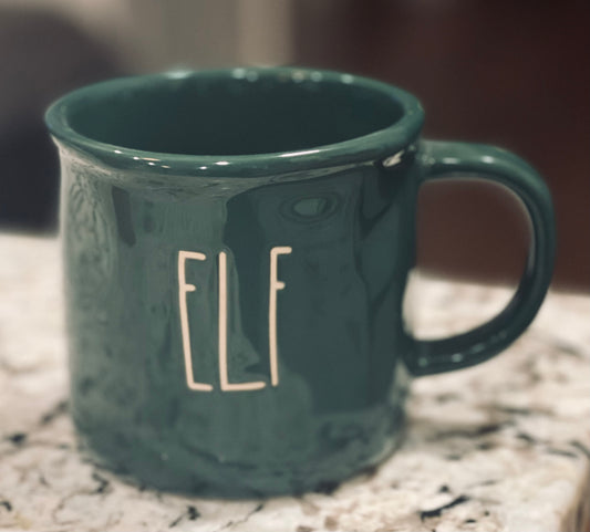 New Rae Dunn green ceramic ELF Christmas coffee mug