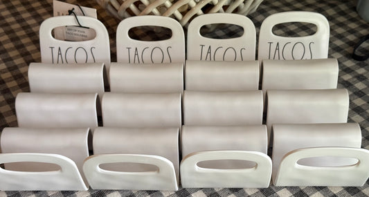 New Rae Dunn white melamine stackable TACOS 🌮 holder -4 pack