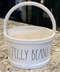 New Rae Dunn white ceramic JELLY BEANS Easter basket decor 7.5x6