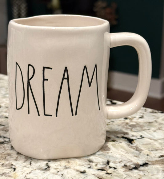 New Rae Dunn white  ceramic coffee mug DREAM