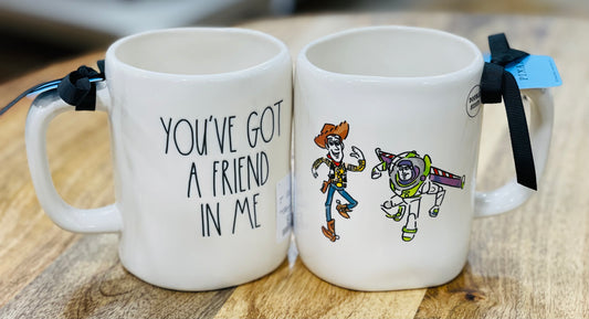 New Rae Dunn x Pixar’s Toy Story white ceramic coffee mug YOUVE GOT A FRIEND IN ME