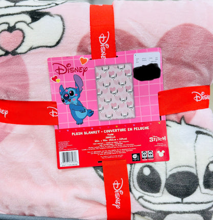 New pink Lilo & Stitch heart blanket 60x90 TWIN size