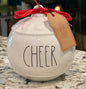 New Rae Dunn white ceramic Christmas decor ornament ball CHEER