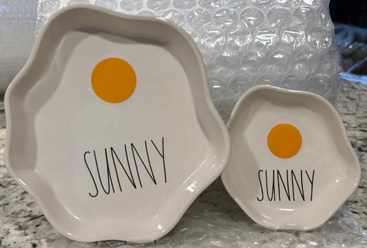New Rae Dunn 2-piece ceramic egg plate set SUNNY