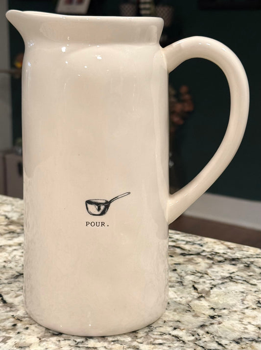 Rae Dunn white ceramic original ICON pitcher POUR