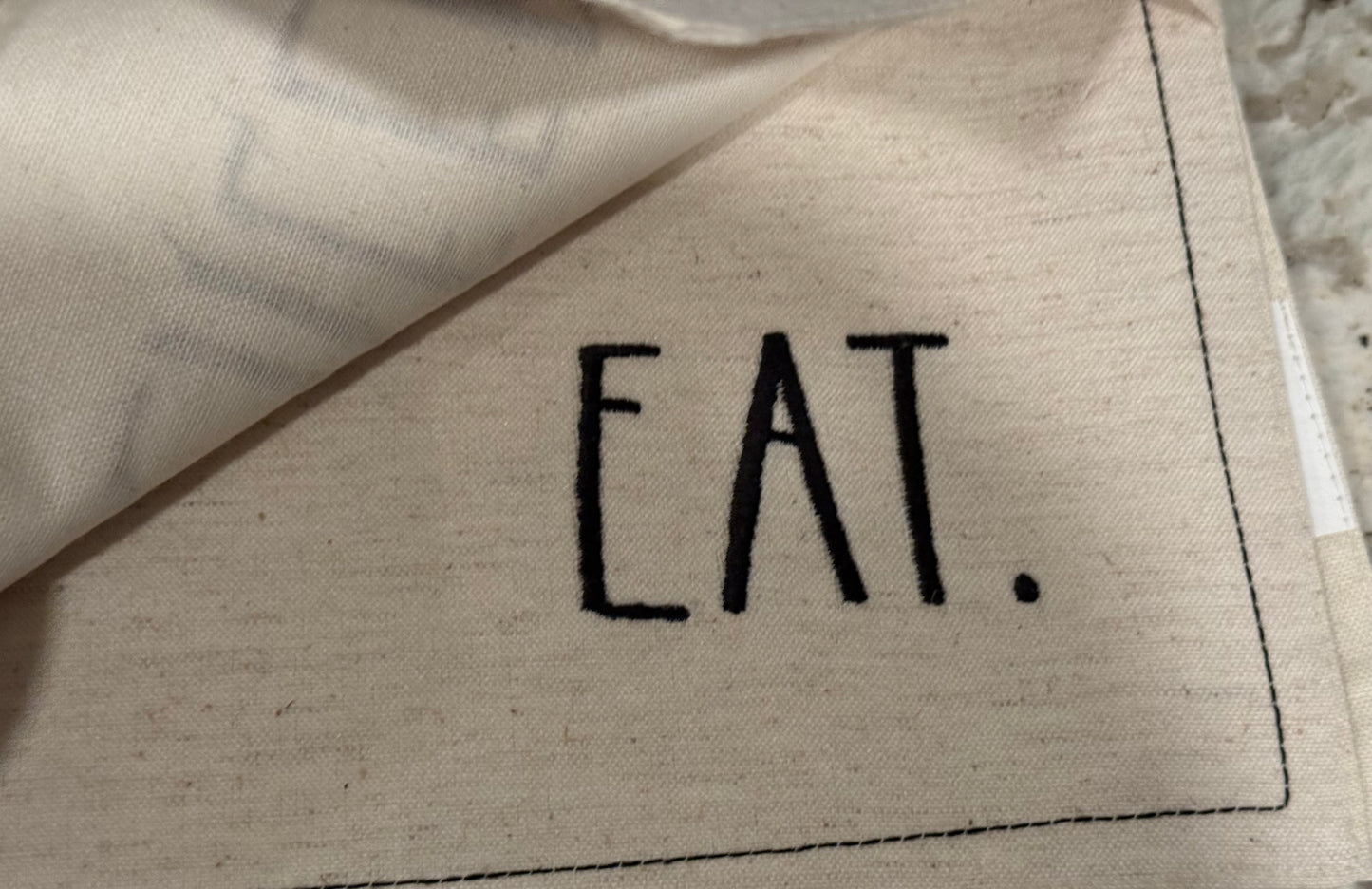 New Rae Dunn 4-piece linen placemat set script embroidery