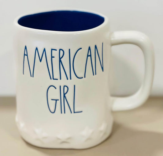 New Rae Dunn white ceramic coffee mug AMERICAN GIRL