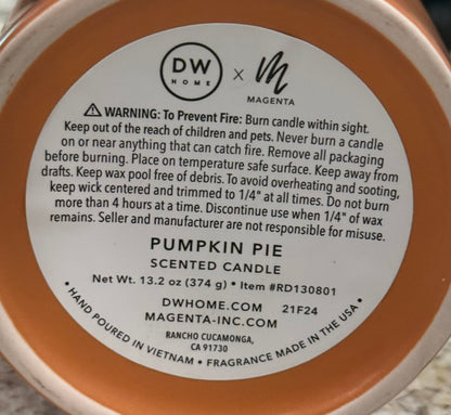 New Rae Dunn ceramic FALL  candle 6” Pumpkin pie scented