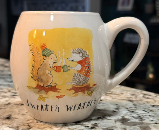 New Rae Dunn white ceramic coffee mug fall decor SWEATER WEATHER