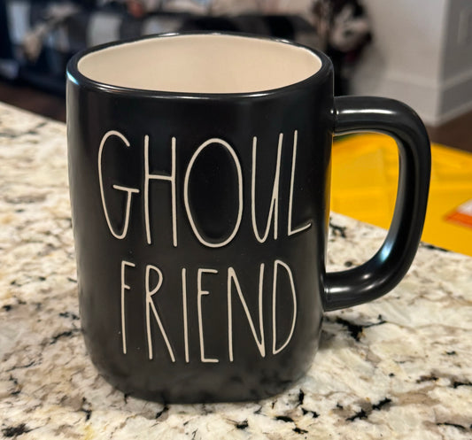 New Rae Dunn black ceramic Halloween GHOUL FRIEND coffee mug