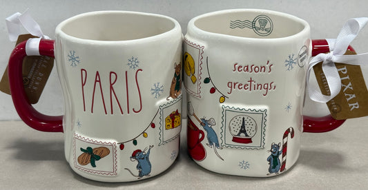 New Rae Dunn x Ratatouille Christmas ceramic coffee mug SEASONS GREETINGS-PARIS
