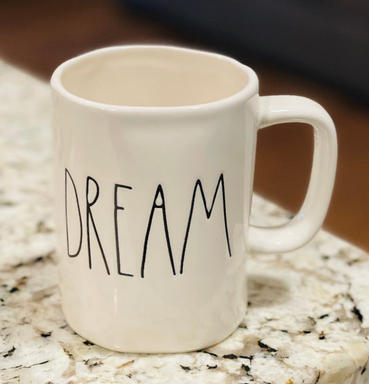 New Rae Dunn white ceramic coffee mug DREAM