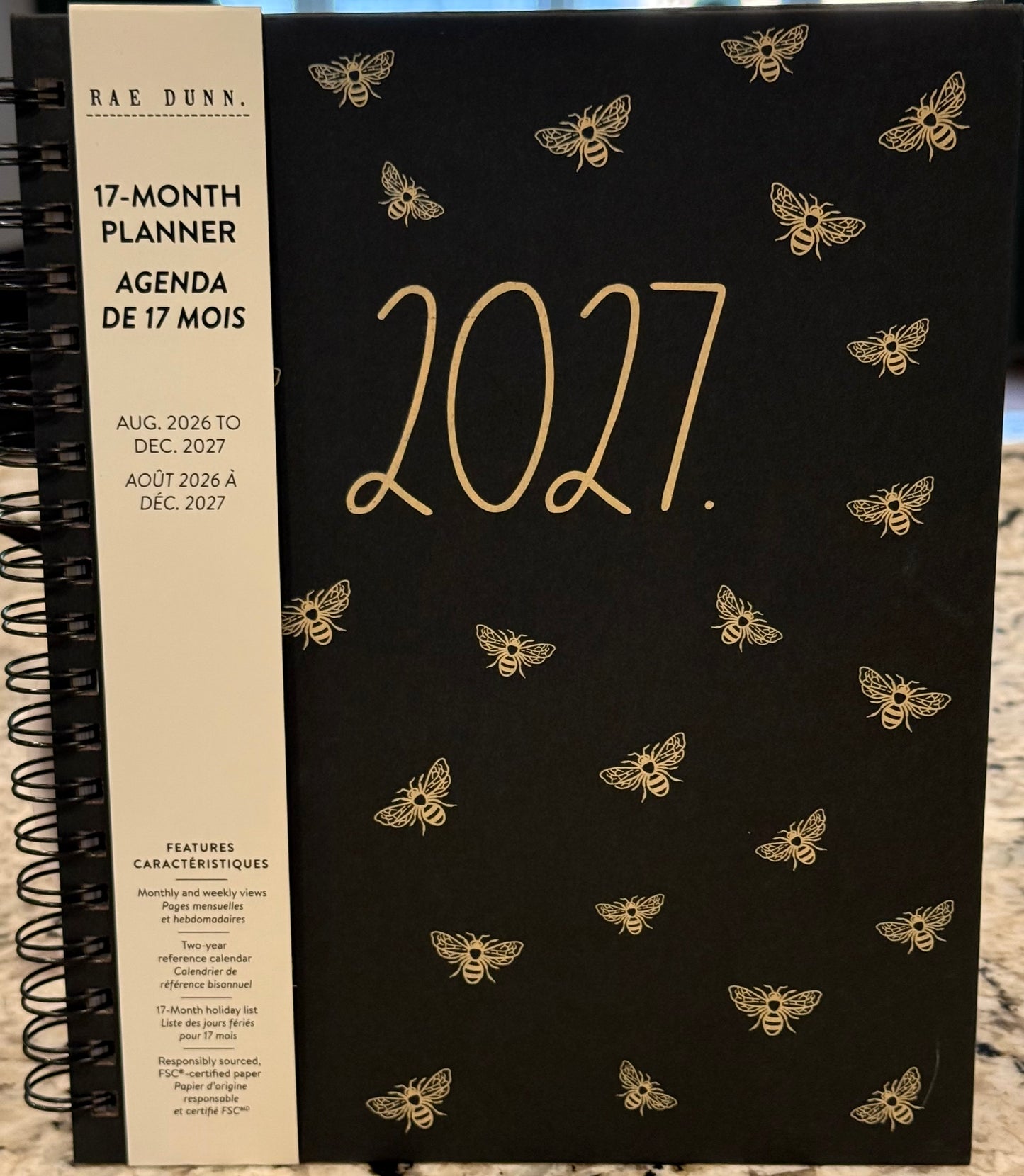 New Rae Dunn 8x10 spiral hardback 2026-2027 Planner-bee print