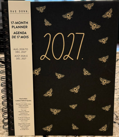New Rae Dunn 8x10 spiral hardback 2026-2027 Planner-bee print