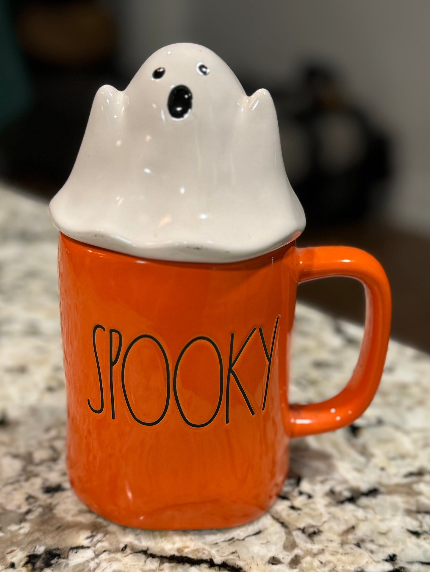 New Rae Dunn ceramic Halloween coffee mug ghost topper SPOOKY