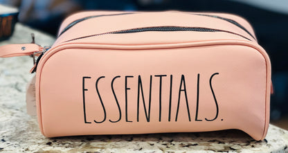 New Rae Dunn Salmon ESSENTIALS make up bag/pouch carry on case