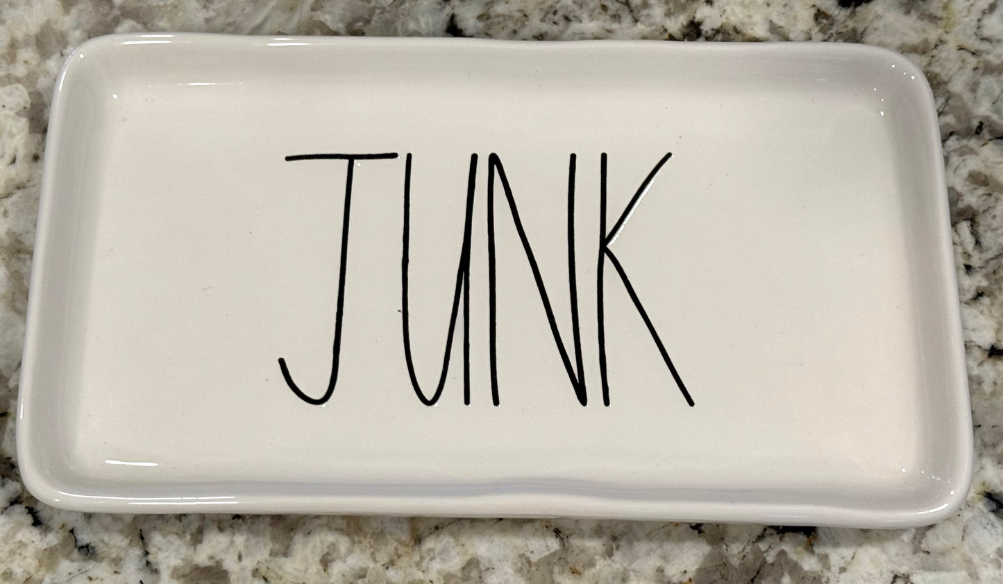 Rae Dunn white ceramic 10x5 tray JUNK