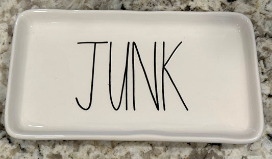 Rae Dunn white ceramic 10x5 tray JUNK