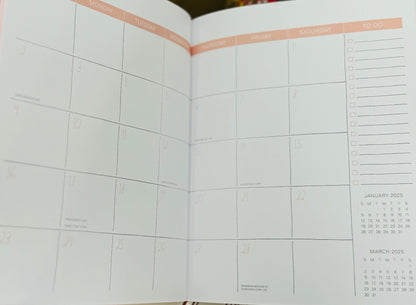 New soft cover 2025 full year planner -pink floral Jan 25-Dec 25