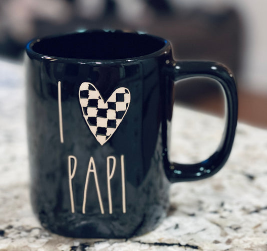 New Rae Dunn black iridescent ceramic coffee mug I 🖤 PAPI